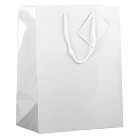 JAM Paper Glossy Gift Bags with Rope Handles - Large - 10 x 13 - White - 3 Bags/Pack