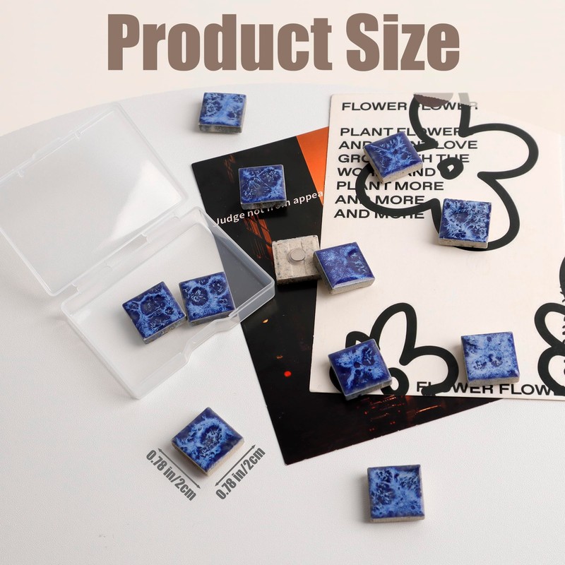 12Pcs Navy Blue Gradient Ceramic piece Refrigerator Magnets Suitable for