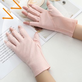 SUNTRADE Women Girls Summer Fingerless Gloves, Non-Slip UV Protection Driving Gloves Outdoor Gloves