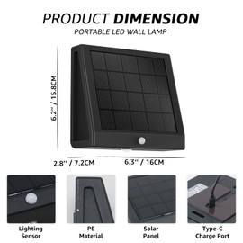 Solar Outdoor Lights Motion Sensor LED Powered Fence Lights, Warm White, IP65 for House Patio Backyard Pathway Deck (B)