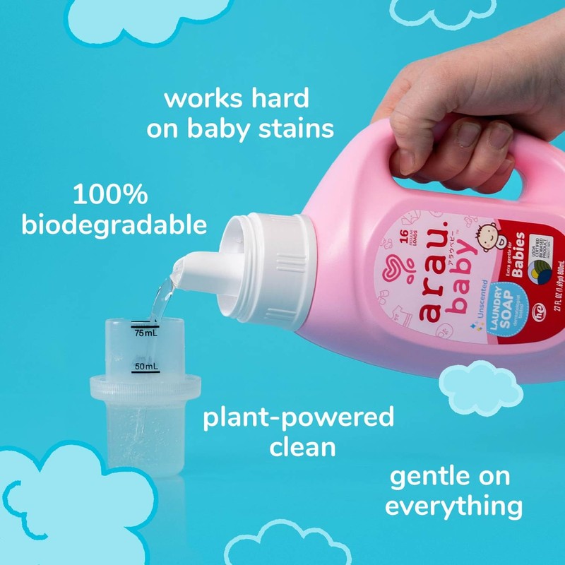 Arau Baby Laundry Soap, Unscented, Plant Based Formula, Safe for