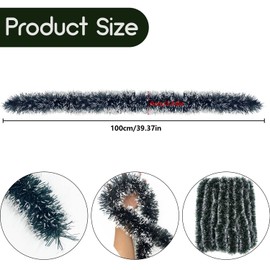 TATAFUN Christmas Tinsel Garland 10M, Christmas Shiny Tinsel Garland for Christmas Party Decorations, Christmas Tree, Indoor and Outdoor (snowflake dark green)