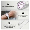 Bisley 35MM White Watch for Women Silicone Strap Purple Arabic