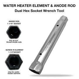 Electric Water Heater Tune-Up Kit, Includes Two 4500W 240V Water Heater Elements, Upper Thermostat, Lower Thermostat, Two Protective Covers, Two Elements Gaskets, One Element Wrench