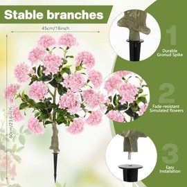 Lunmon 2 Pack Artificial Hydrangea Trees with Spikes, Faux Hydrangea Plant with Realistic Fake Trunk Flower for Outdoor Home Wedding Garden Patio Yard Planter Decor-24Inch in High(Pink)