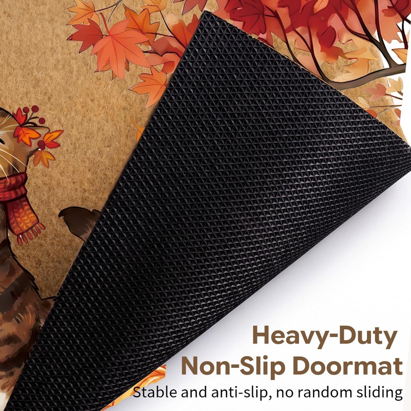 Fall Door Mat - Autumn Cat Welcome Mat, Funny Doormats