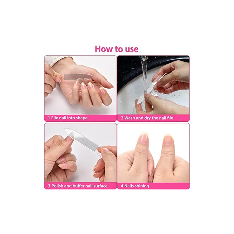 3 Pcs Glass Nail File Set for Natural Nails,Nano Nail