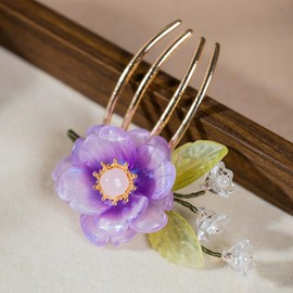EZ PEACH U-shaped hair pin resin Kanzashi parts, U-pin hair ornament, flower, glossy, glossy, shiny accessory, female dress, dumpling, kimono, clothing, clothing, wedding, lightweight, hair accessory
