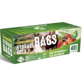 UNNI Compostable Storage Bags, Quart, Resealable Compostable Food Storage Bags, 400 Count, 7 x 7.4 inches, Earth Friendly Highest ASTM D6400, US BPI, CMA & Europe OK Compost Certified, San Francisco