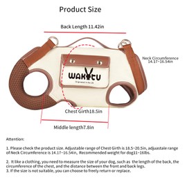 Wakytu Dog Lift Harness Dog Carrier VES Harness Adjustable Leash with Small Puppy Treat Bag,Fits Most Cars,L