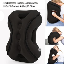 Mayeujds 【Upgrade】 Reisekissen Nackenkissen mit Augenmaske & Ohrstöpseln – Ergonomische Nackenstütze für Flugzeug, Auto & Büro (Schwarz)