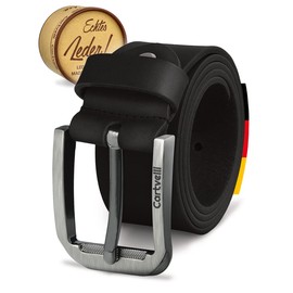 Cartvelli Premium Men's Leather Belt Made in Germany with Gift Box - Genuine Leather Belt 40 mm - caviar black, size: 105