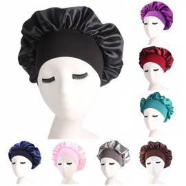 Satin Bonnet for Women, Women Satin Nightcap Solid Sleep Hat Hair Care Bonnet Milk Red Head Wrap Unisex Sleep Cap (Color: L GREEN)