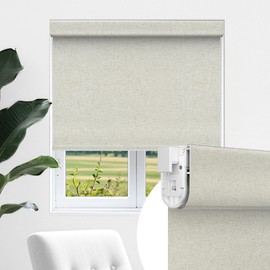 Allesin zen No Drill No Tools 100% Blackout Roller Shades for Windows, UV Protection, Free-Stop, Linen Woven Fabric Cordless Roller Blinds, Custom Blinds for Office, Bedroom, Linen, Custom Size