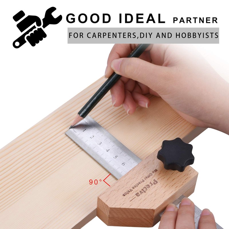 Preciva Woodworking Ruler, Marking Gauge, Spacer, Scriber, Combination Angle for