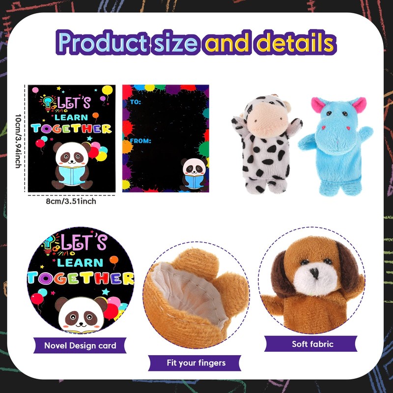 40 Pcs Plush Animal Finger Puppet Toy with Back to