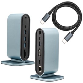 Leehitech 12-in-1 Multi-Port Docking Station [4K HDMI+1080P VGA+4*USB3.0 A+100M RJ45 Ports + PD100W Charging Port + Type C + TF Card Slot + 3.5mm Headphone Jack] Multi-function Converter Adapter for