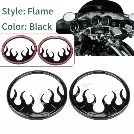Unbranded Flame Speaker Grill Accent Cover Black For Harley Street Tri Glide Ultra Limited