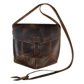 Hide & Drink, Prisma-Shaped Shoulder Bag, Vintage Purse, Messenger and Crossbody Bag, Phone Organizer, Wallet Pouch, Accessories, Full Grain Leather, Handmade, Bourbon Brown