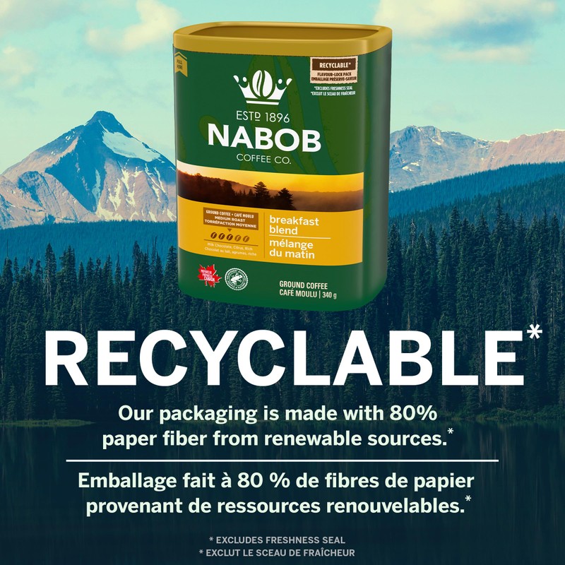 Nabob Medium Roast Breakfast Blend Ground Coffee, 340g Canister