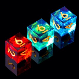 YEMEKO 3Pcs D6 Dargon Eye Liquid Core DND Dice Set with 3Color Resin Sharp Edge, 6 Sided Dice 16mm Handmade Polyhedral D&D Dice for Dungeons and Dragons, RPG, MTG Table Games(Red+Blue+Green)