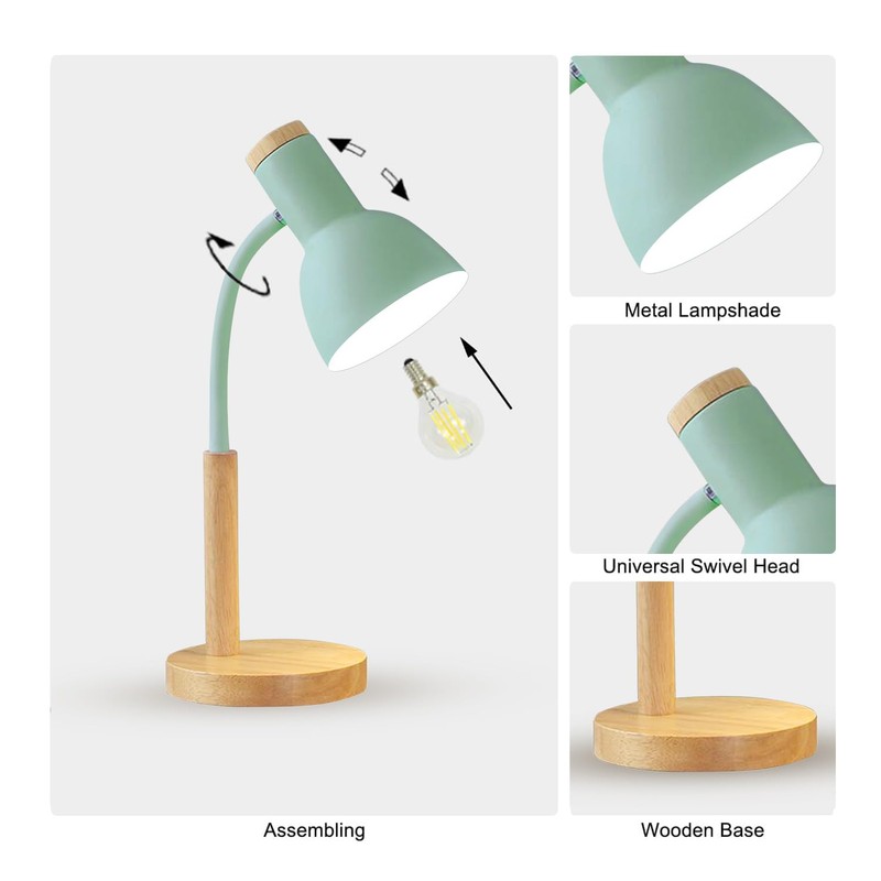 OKSANO Desk Lamp, LED Reading Lamp in Classic Wood Design,