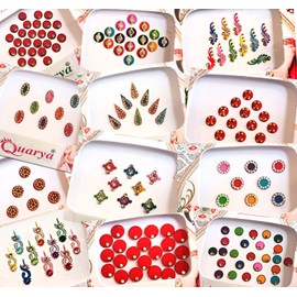 Rhinestones Bindi Indian Bindis Forehead Stickers Jewels for Women Pack of 5 | Stick On Hair Eyes Body Makeup Nailart for Parties Rakhi Festival DIY Craft | Assorted Design & Colors