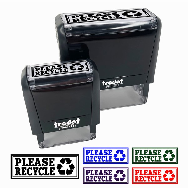 Please Recycle with Symbol Double Border Self-Inking Rubber Stamp Ink