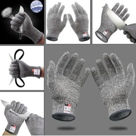 LTJP Products 1 Pair of Large Cut Proof Resistant Butcher Gloves Grade 5 Gloves Kitchen HPPE Scratch Resistant Glass Cutting Safety Protection for Gardeners Construction Workers Mechanics