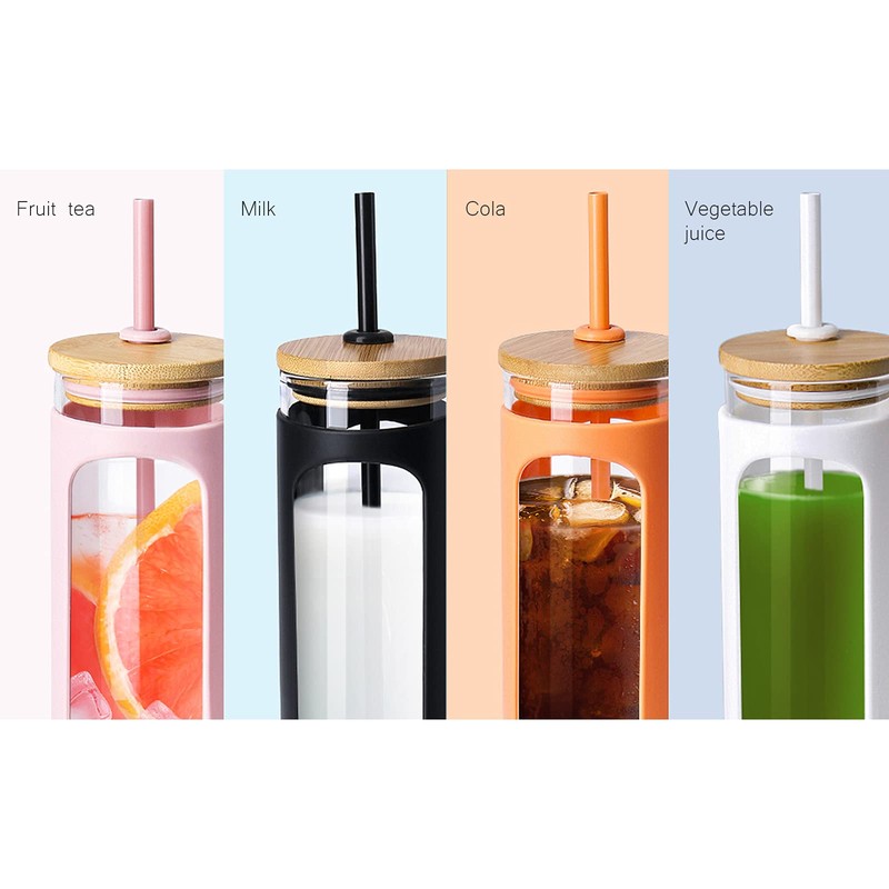 Kodrine 20oz Glass Tumbler with Straw and Lid, Iced Coffee