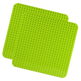 2 Baseplates for Large Blocks, Baseboard Compatible with Duplo & Mega, Learning and Educational Building Toy for Toddlers (15 x 15 Inch,Light Green)
