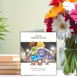 Model Family, Birthday Card for Sister, Amazing Sister Greetings Card Night Out!, Multi-coloured, 18.4 x 15.4 cms