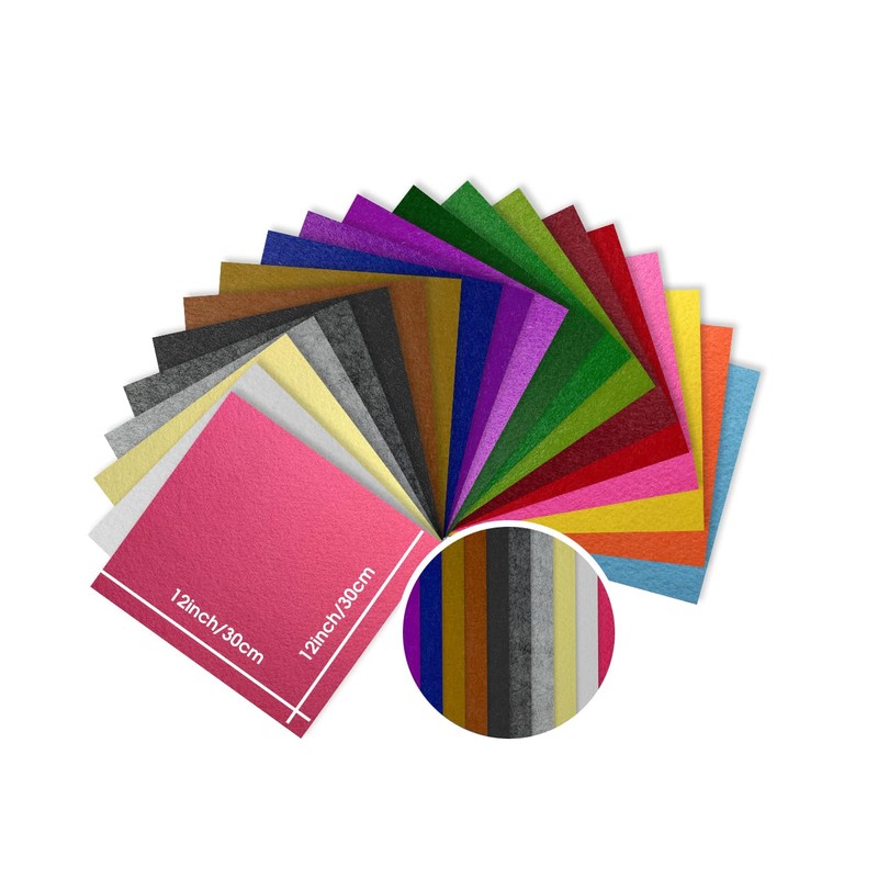 12" x 12" Felt Fabric Sheets for Crafts, Squares Felt
