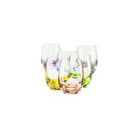 Bohemia Collection Rainbow Set of 6 Shot Multi Colored Crystal Glasses, 2 Oz Each Base Different Color