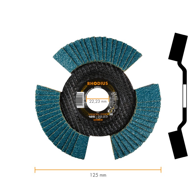 RHODIUS Vision Pro, 10 pieces, diameter 125 mm, K60 flap