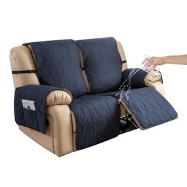 Genina couch covers for 2 cushion 100% Waterproof couch sofa reclining sofa covers 3 seat couch covers for reclining couches Furniture Protector for dog (Navy Blue, 2 Seater)
