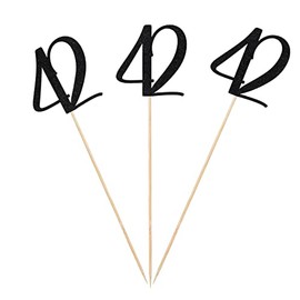 Black Glitter 42nd Birthday Centerpiece Sticks, 12-Pack Number 42 Table Topper Anniversary Party Decorations