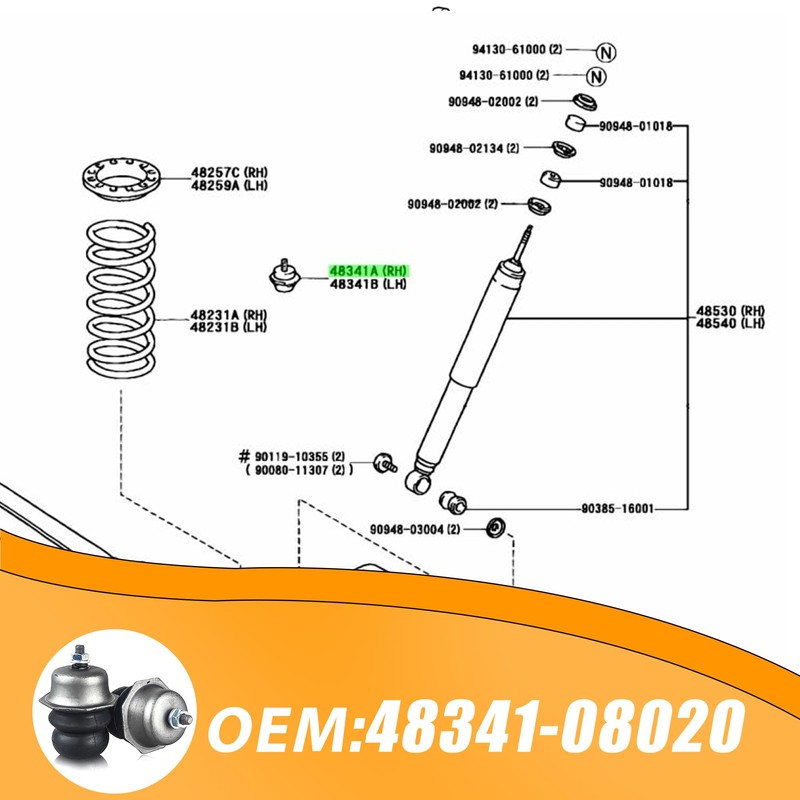 Yukauto Rear Bump Stops, Fit for Toyota 1998-2003 Sienna Rear