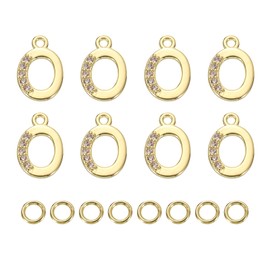 sourcing map 8 Pcs Letter Charm Bulk Initial Charm Alphabet Charm Pendant for Necklace Bracelet Earring Jewelry Making Diy, Gold-O