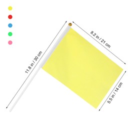 NUOBESTY 50pcs Colorful Stick Flags Hand Held Small Solid Flag Mini Hand Waving Flags for Parades Festival Events Celebration (Rosy,Green,Red,Yellow,Blue)