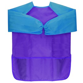 HONBAY Kids Waterproof Long-Sleeved Smock Apron Bib for Eating Painting Kitchen Classroom, Community Event, Crafts & Art Painting Activity 5-5Year (Blue)