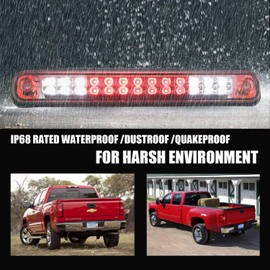 ILONPA For 1988-1998 Chevy Silverado/GMC Sierra Chevy/GMC C/K 1500 2500 3500 High Mount LED 3rd Third Brake/Cargo Light (Chrome Housing Red Lens)