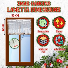 HOVUK 3Pk Silver Christmas Foil Lametta 50cm - Silver Glitter Party Streamers, Backdrop Curtains for Birthday, Prom, New Year, Bachelorette Party, Disco Dancing Ball Decorations