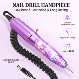 Nail Drill Handpiece Replacement for Professional Nail Drill Machine, 20000 RPM Handpeice Replacement Parts for SUBAY, ALLE˙S, HOINVO and JIASHENG, Purple