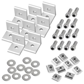 Aluminium Profile Angle Connector Set, Mounting Material 30 x 30 Nut 8, with Screw, Steel Angle Aluminium Profile Angle Connector for Attaching Aluminium Profiles (30 x 30) Pack of 20