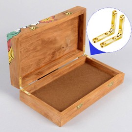 HINZIC 6 Pcs Small Hinges for Wooden Box 90 Degree Gold Wine Jewelry Box Hinge Chest Case Cabinet Hardware with 24 Screws