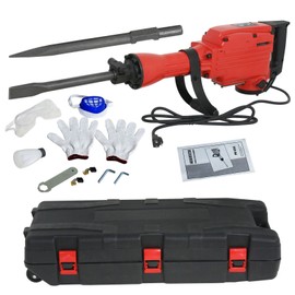 ZENSTYLE Heavy Duty Electric Demolition Jack Hammer 2200W Concrete Breaker Power Tool with 2 Chisel, 2 Punch Bit Set, Gloves, Oil Feeder Wrench, Mask, Safety Goggle and Case