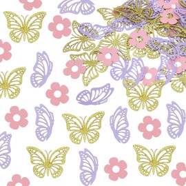 ONLYKXY 13g Butterfly Flower Table Confetti Decor Glitter Butterfly Decoration for Birthday Wedding Theme Thanks Giving Party Valentine's Mother's Day Scatter Bless Confetti (Glitter Gold)