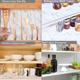 Shelf Liners for Kitchen Cabinets Non Adhesive 11 Inch Wide X 20 Ft Cabinet Drawer Liner Non Slip Waterproof Marble Printed Mat for Shelves Cupboard Closet Fridge Bathroom Drawer Mat