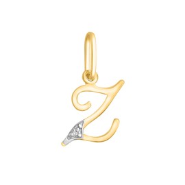 Rodium - Gold Pendant, Letter with Zircons, 14K Gold/585 Fineness, Charms for Necklace or Chain, Bracelet, Ideal Gifts for Women, Chain Pendant for Gold Jewellery, Gold